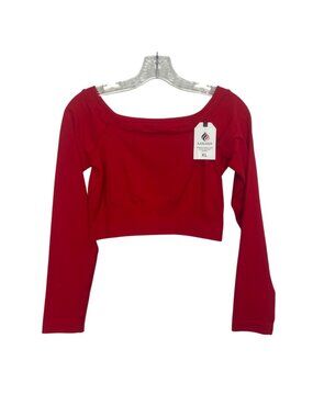 Laslulu Long Sleeve Crop Top XL Red New Stretchy Stylish